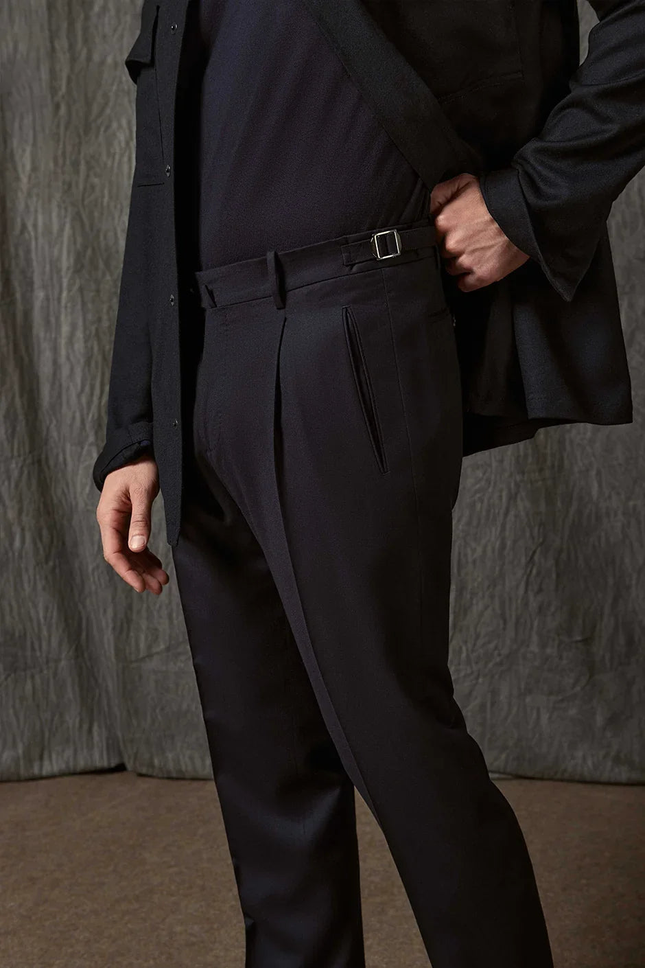Berwich black pleated trousers and black jacket