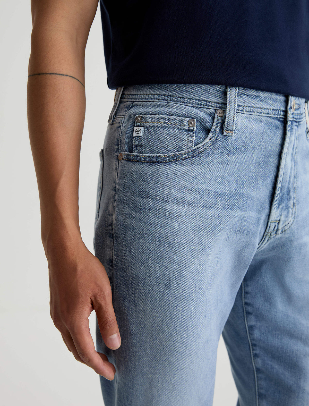 cloud soft denim close up in light wash