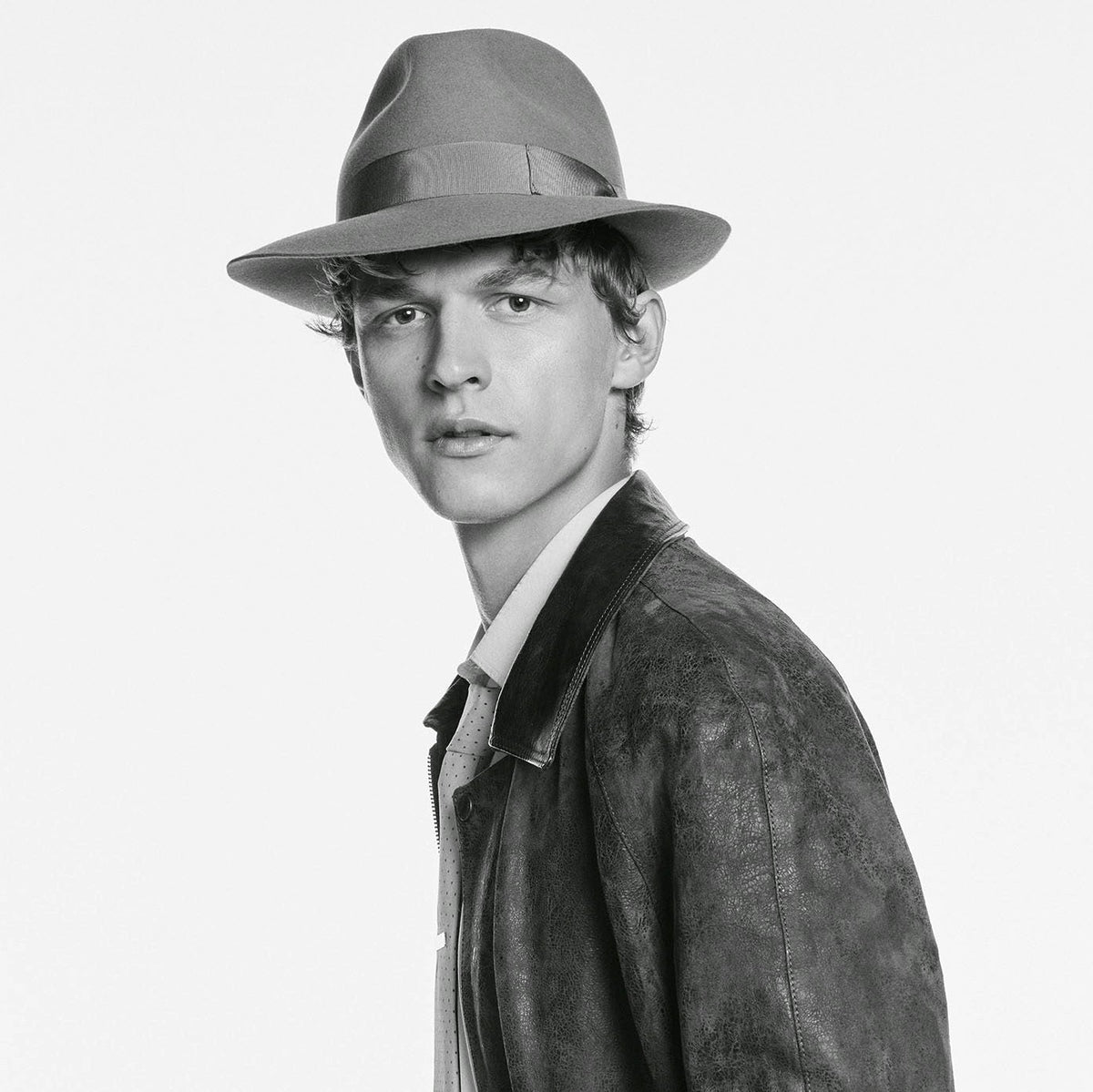 Man wearing a classic borsalino fedora