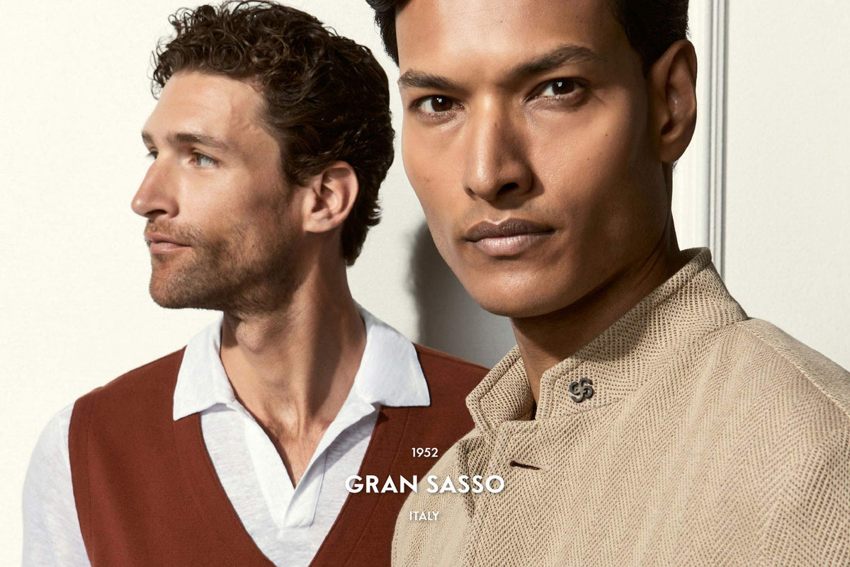 Gran Sasso ad of two men in knitwear