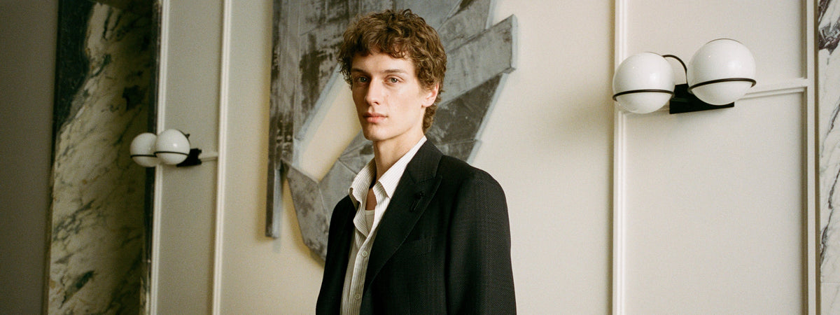 Man in peak lapel Lardini jacket