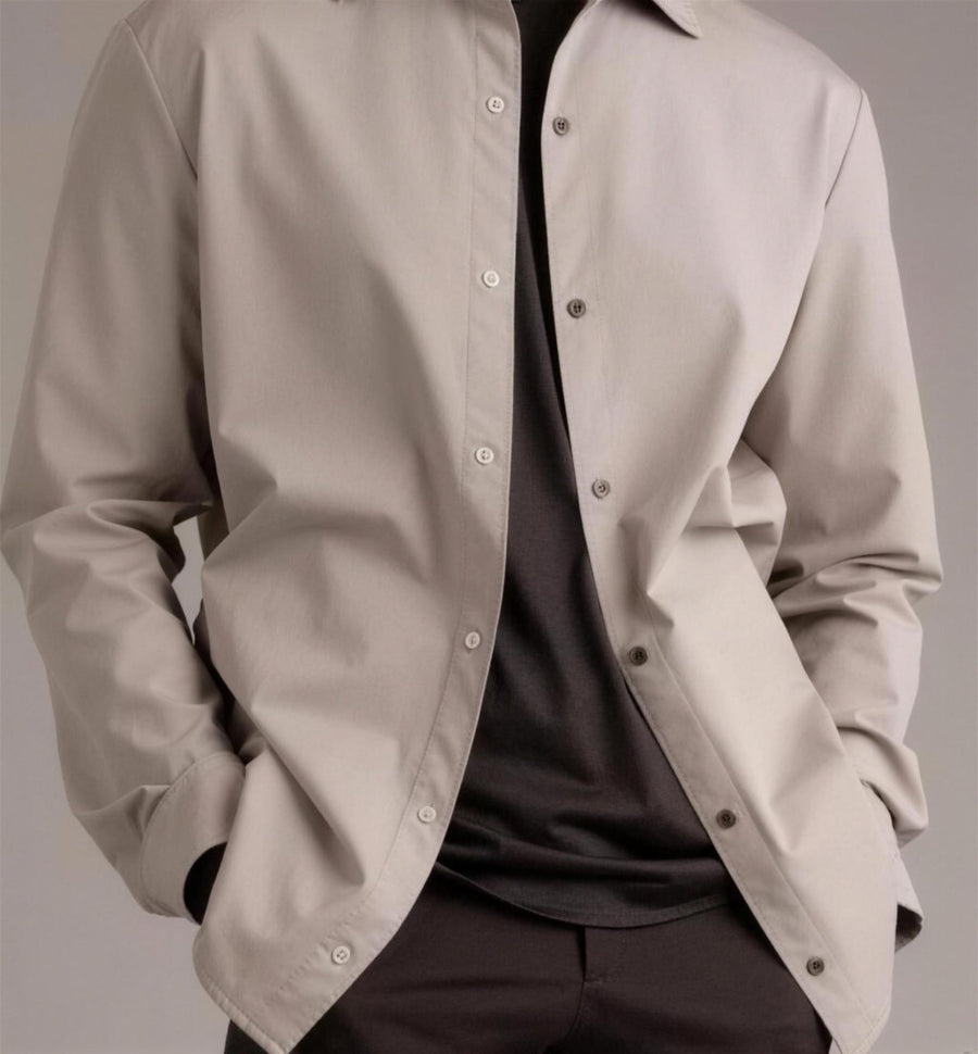 Marco Pescarolo technical fabric overshirt close-up