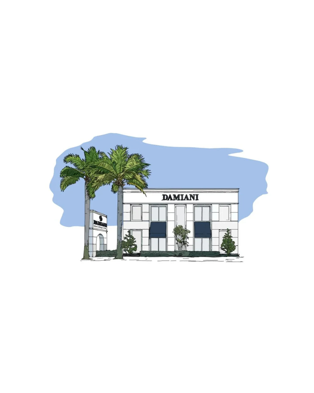 Illustration of the Damiani Miami store on South Dixie Highway